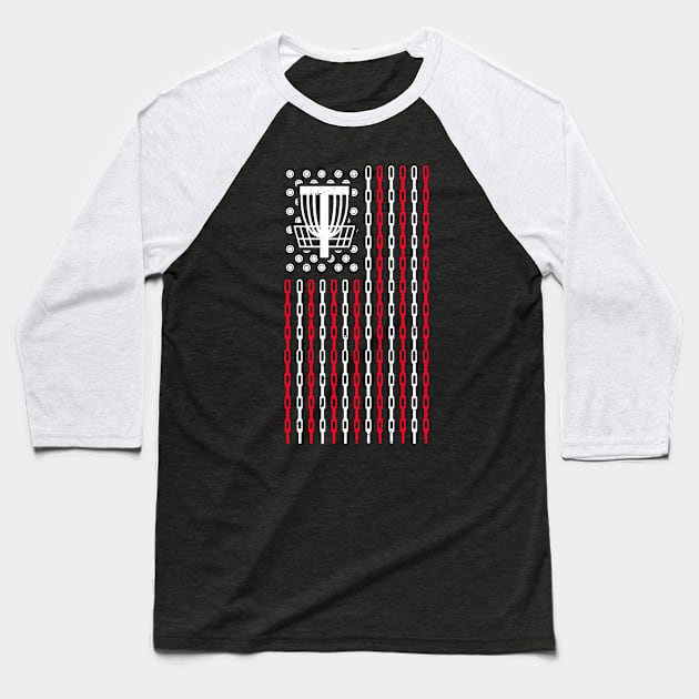 Disc Golfing Shirt | Patriotic US American Flag Gift Baseball T-Shirt by Gawkclothing